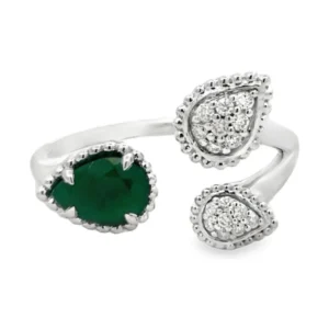 Pear Emerald Bypass Ring