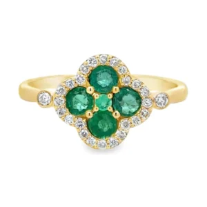 Emerald Clover Diamond Ring