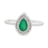 Pear Emerald Halo Ring