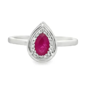 Pear Ruby Halo Ring