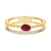 Oval Ruby Beaded Ring