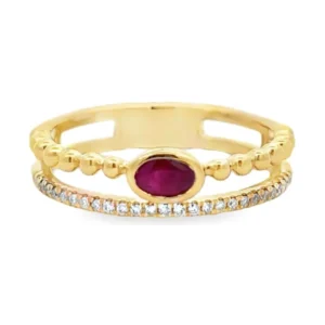 Oval Ruby Beaded Ring