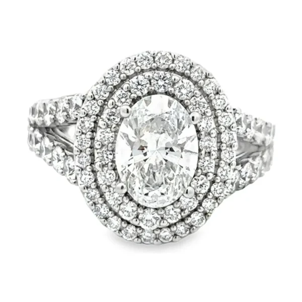 Double Halo Oval Ring