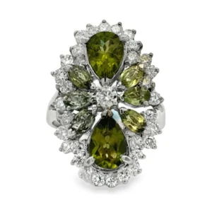Peridot Cluster Halo Ring