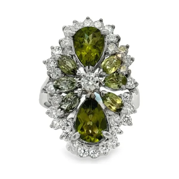 Peridot Cluster Halo Ring