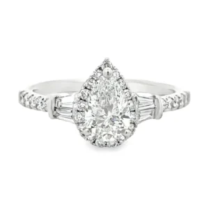 Pear Halo Diamond Ring