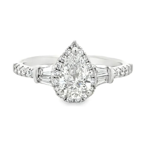 Pear Halo Diamond Ring