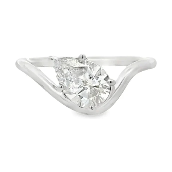 Pear Diamond Curved Ring