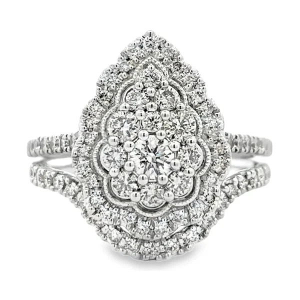 Pear Halo Diamond Ring