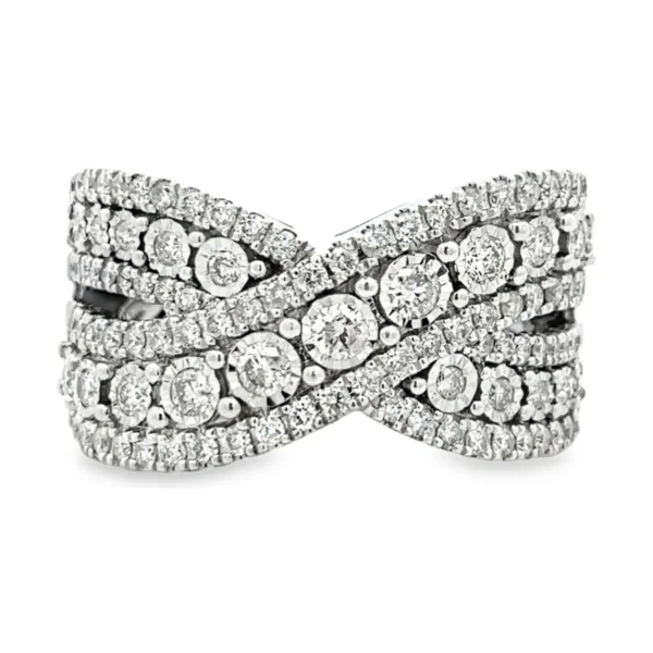 Crisscross Diamond Band Ring