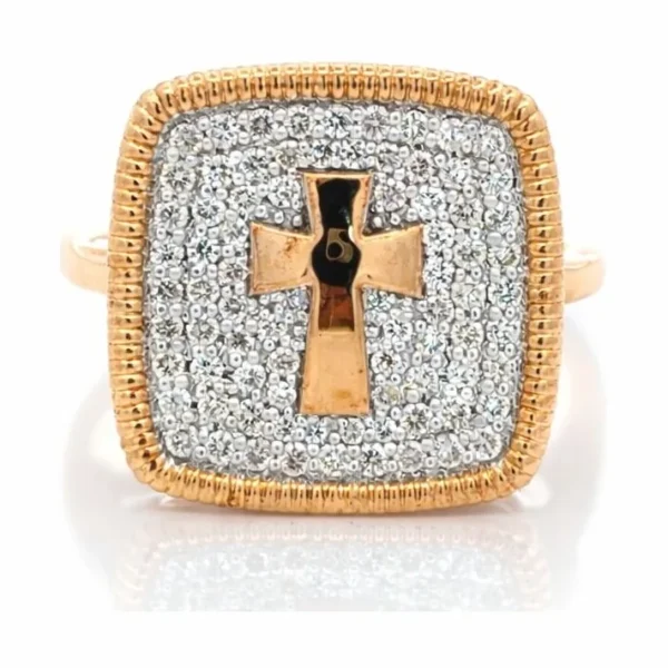 Diamond Cross Signet Ring