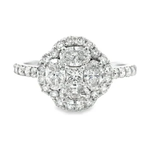 Cluster Halo Diamond Ring