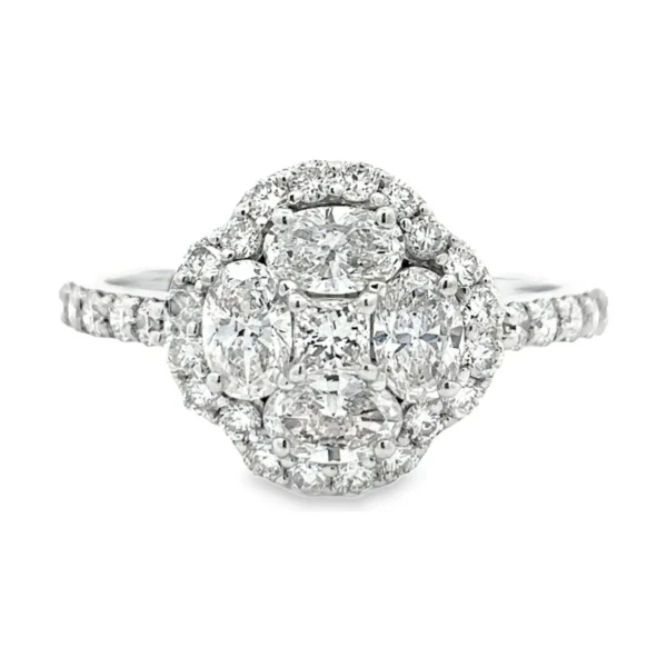 Cluster Halo Diamond Ring