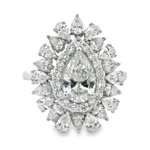 Pear Diamond Halo Ring