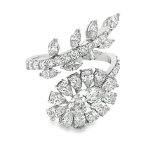 Floral Leaf Bypass Ring
