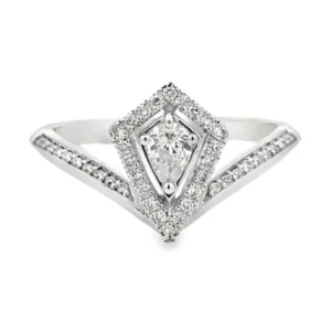 Geometric Diamond Halo Ring