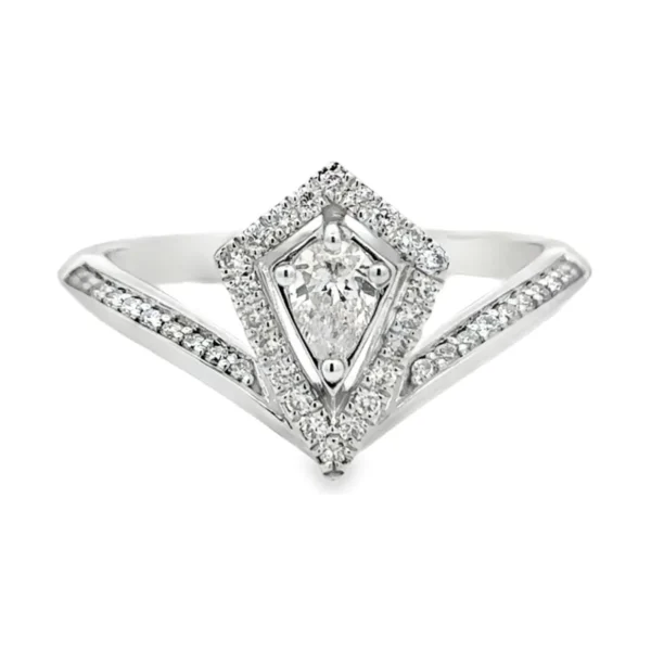 Geometric Diamond Halo Ring