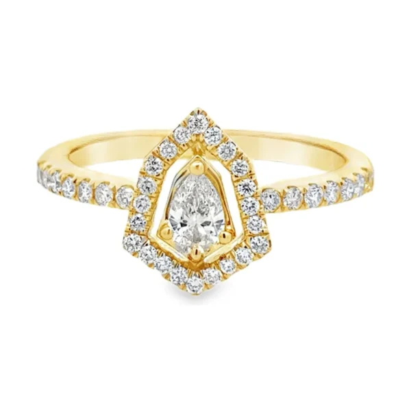Pear Diamond Halo Ring