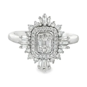 Starburst Diamond Halo Ring