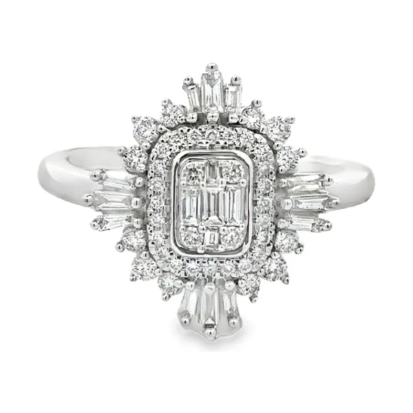 Starburst Diamond Halo Ring