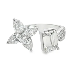 Floral Emerald Diamond Ring