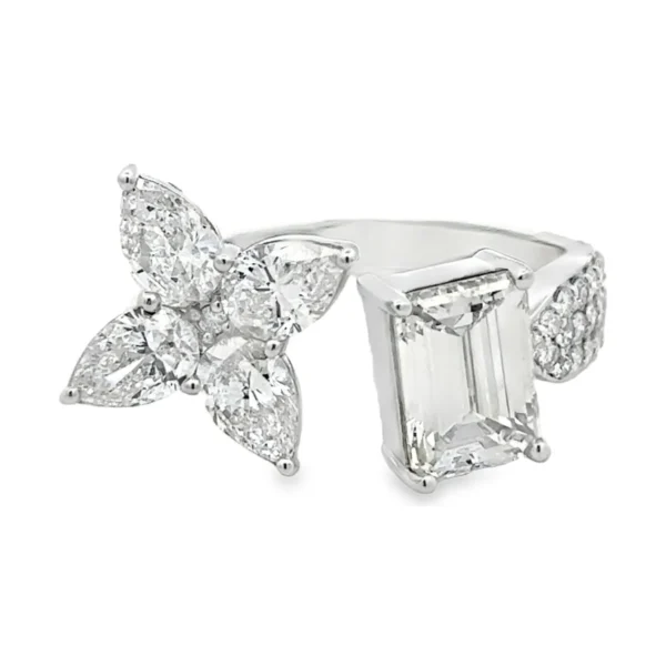 Floral Emerald Diamond Ring