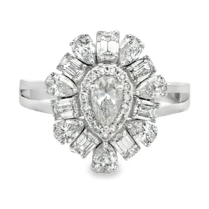 Pear Diamond Halo Ring