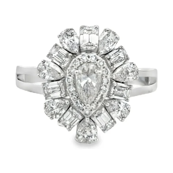Pear Diamond Halo Ring