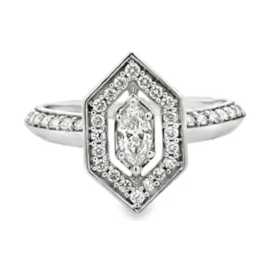 Marquise Geometric Halo Ring