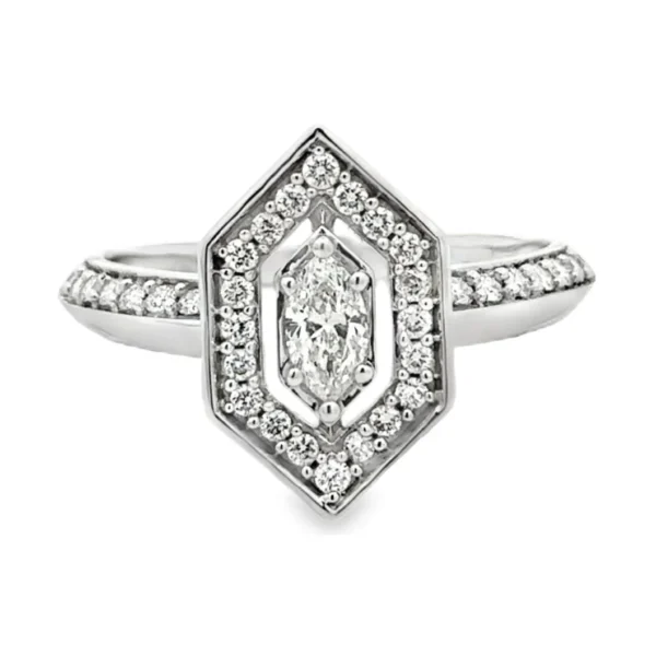 Marquise Geometric Halo Ring