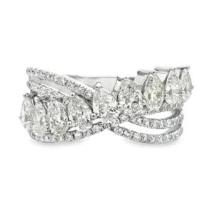 Pear Diamond Crossover Ring
