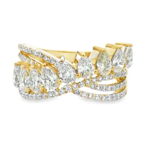Pear Diamond Crossover Ring