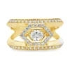 Geometric Diamond Halo Ring