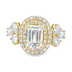 Emerald Cut Halo Ring