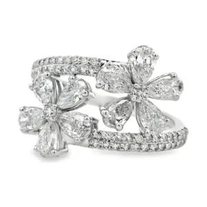 Floral Pear Diamond Ring
