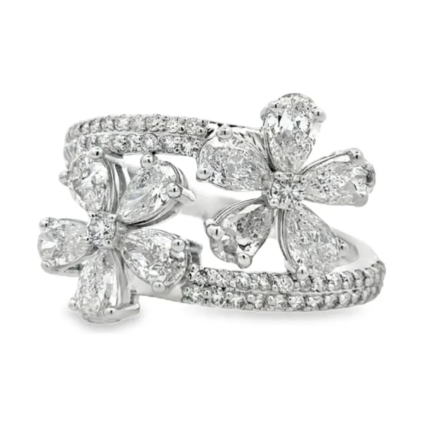 Floral Pear Diamond Ring