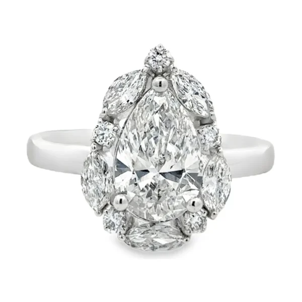 Pear Diamond Cluster Ring