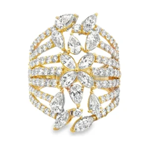 Floral Diamond Wide Ring
