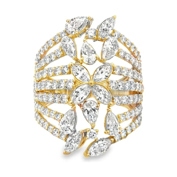 Floral Diamond Wide Ring