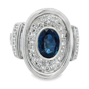 Oval Sapphire Halo Ring