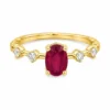 Oval Red Gemstone Ring