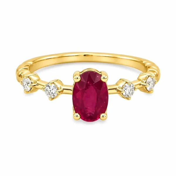 Oval Red Gemstone Ring