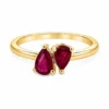 Pear Ruby Two Ring