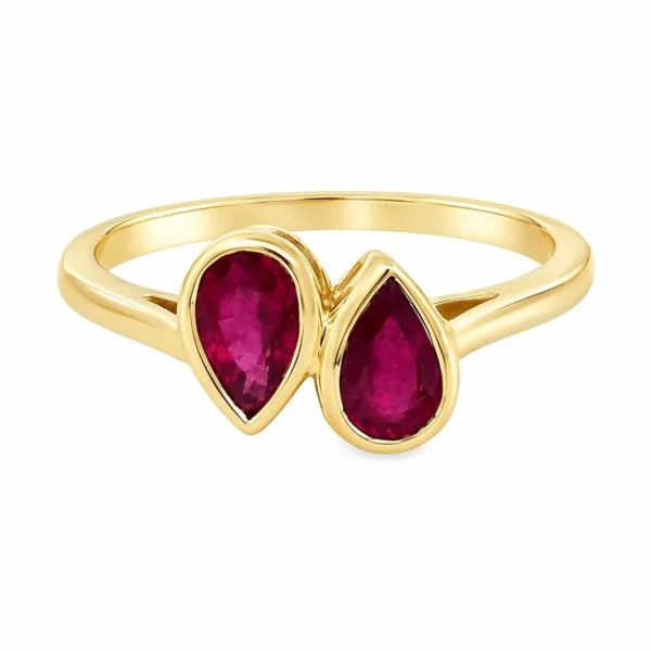 Pear Ruby Bezel Ring