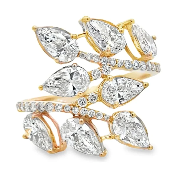 Pear Diamond Leaf Ring