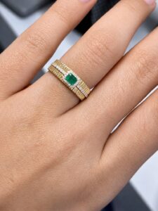 Emerald Halo Textured Ring