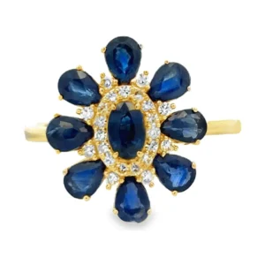 Sapphire Flower Cluster Ring
