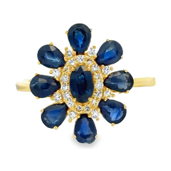 Sapphire Flower Cluster Ring