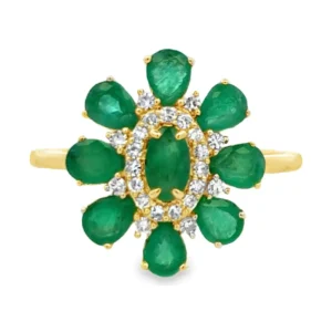 Emerald Flower Cluster Ring