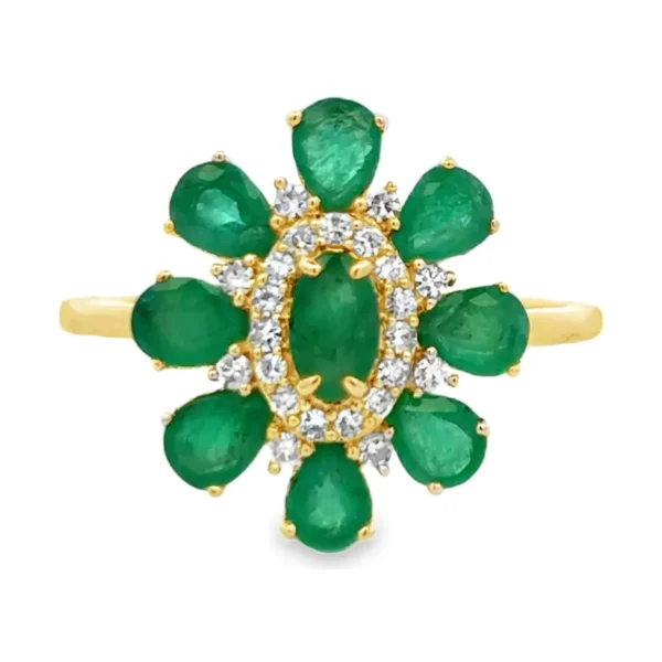 Emerald Flower Cluster Ring